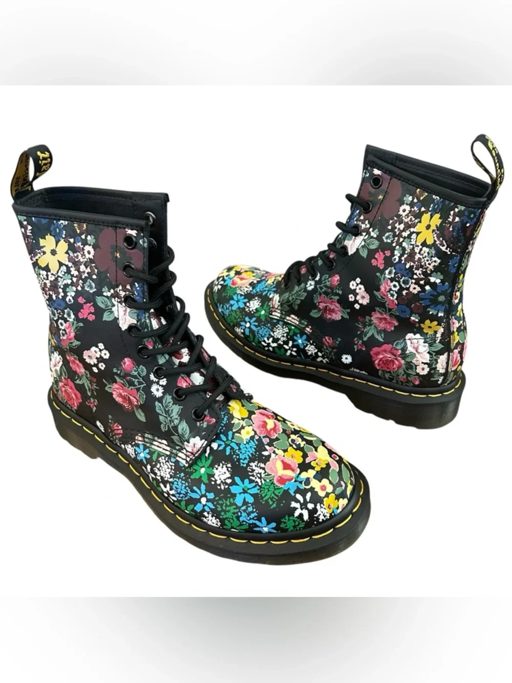 1460 Pascal Floral Mash Up Leather Lace Up Boots - Picture 4 of 6